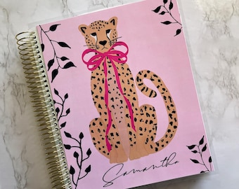 Planner cover for your Erin Condren Planner, Happy Planner, or Plum Planner, planner dashboard insert, printed planner cover, cheetah print