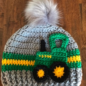 Tractor Hat farm country living winter style John Deere Massey Ferguson New Holland Case tractor gift for boy winter toque Green Tractor