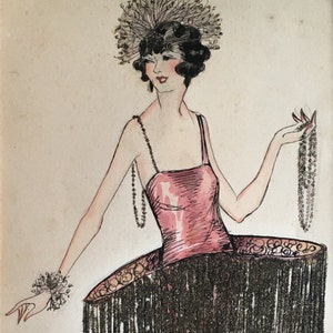 Original Art Deco Flapper Costume Illustration