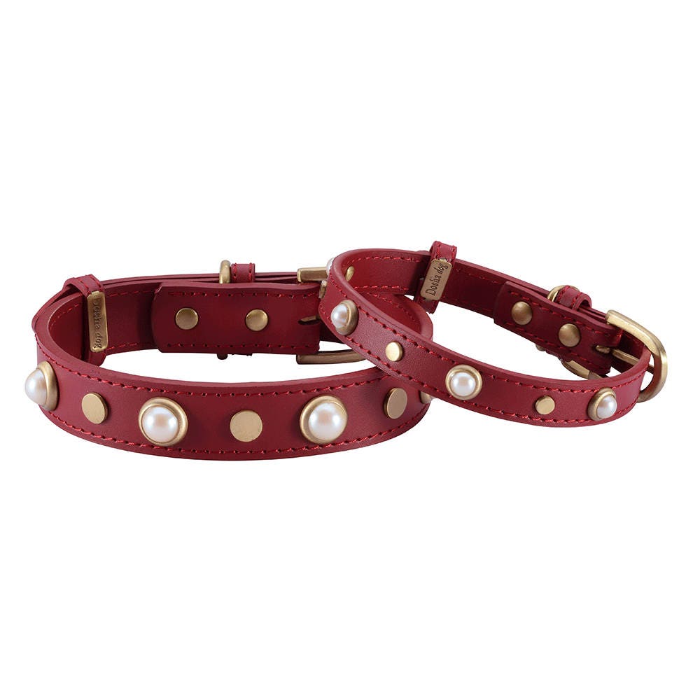 Red Pearl Dog Collar Pearl Dog Collar Glass Pearl Dog Etsy