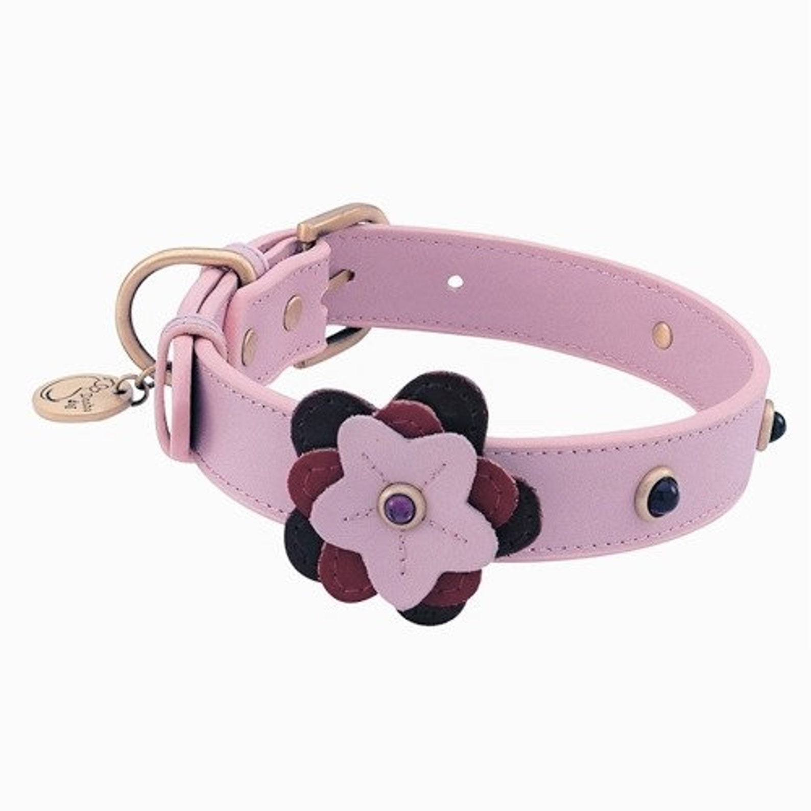 Pink Flower Dog Collar Flower Dog Collar Pink Leather Dog Etsy