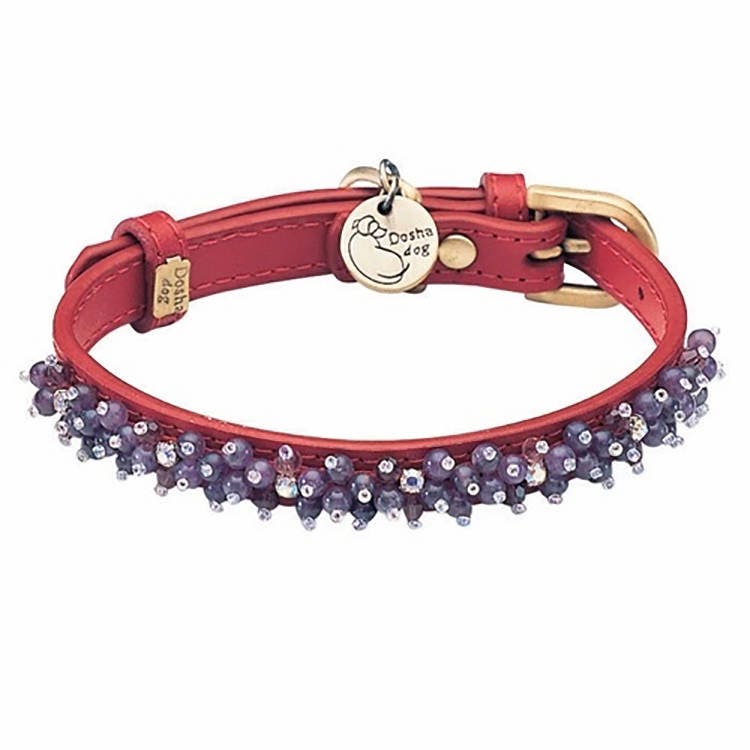 Beaded Dog Collar Amethyst Beaded Dog Collar Red Dog Collar Leather Dog Collar Mini Dog Collar Small Dog Collar Petite Dog Collar Etsy