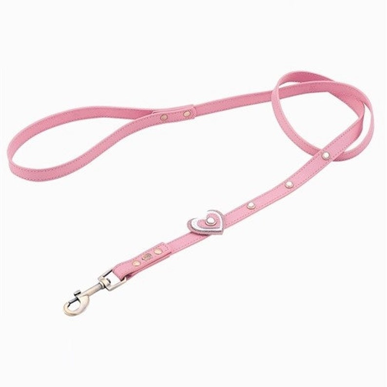 Pink Leather Dog Collar With Heart Heart Pink Dog Collar Etsy