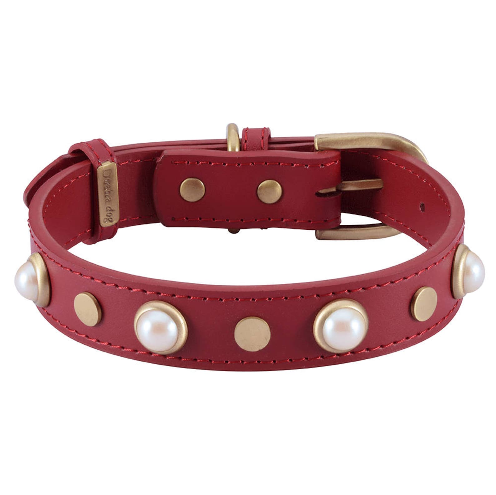 Red Pearl Dog Collar Pearl Dog Collar Glass Pearl Dog Etsy