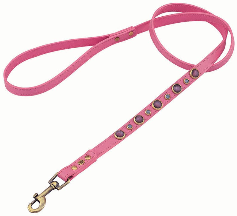 Pink Leather Dog Collar With Jewels Pink Designer Dog Collar Etsy