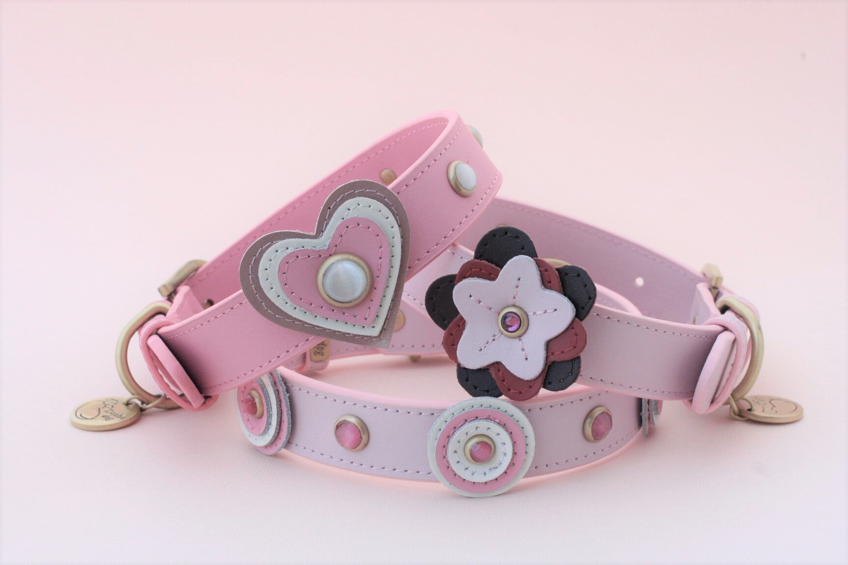 Pink Flower Dog Collar Flower Dog Collar Pink Leather Dog Etsy