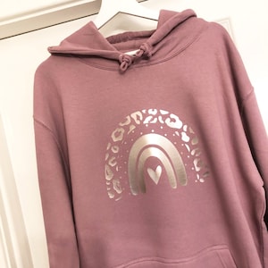 Leopard Rainbow Hoodie Mauve
