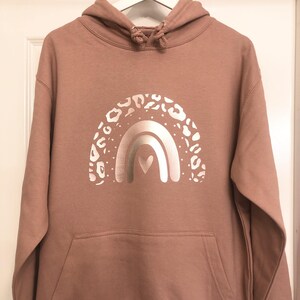 Leopard Rainbow Hoodie Blush Pink