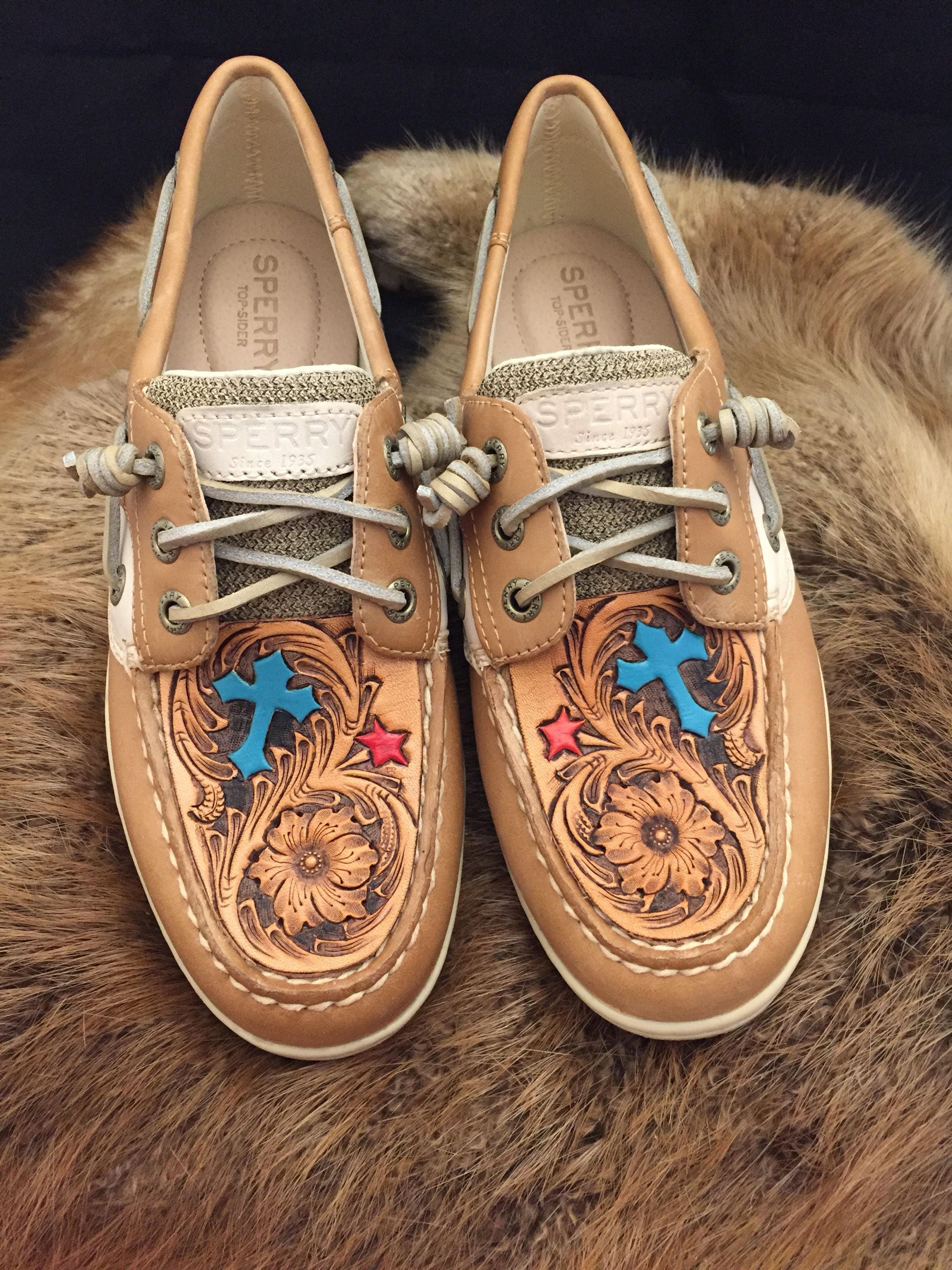 Hand Tooled Sperry Toppers Etsy
