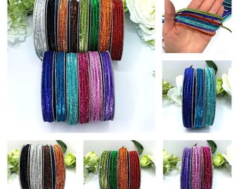 5 mm Metallic Samt-Glitzer-Band für Geschenkverpackungen und Nähverschönerungen