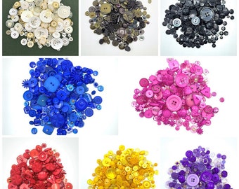 50 Grams Assorted Mixed Colour Buttons, Assorted Buttons, Button Art,  Choice of Colour, Mixed Buttons, Assorted Buttons, Buttonart 