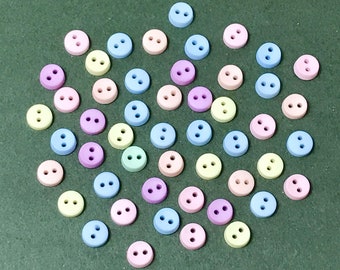 Dress it Up Tiny Round Pastel Buttons - Spring Button Stash - 5mm - Small - Tiny Buttons - Scrapbook, Sewing, Embellishments - Assorted
