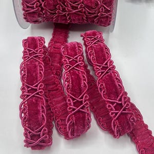Raspberry Pink velvet trim chenille braid for upholstery - 5/8" 16mm wide