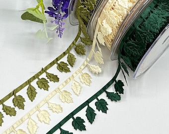 Leaf Fringe Trim, Satin Ribbon, Autumn Sewing Embellishment