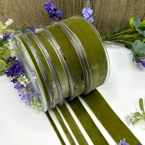 Fita de veludo verde musgo, casamento vintage, gargantilha, laço de cabelo de veludo, larguras estreitas a largas em 5 larguras, incrementos de 5 e 10 metros