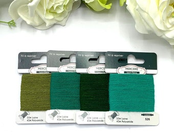 Green darning wool, mending thread for knitwear, socks and accessories, 15m visible mending thread in a range of greens - wool/polyamide