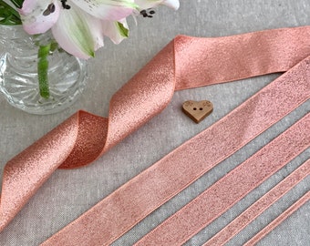 Rose Gold Ribbon - BERISFORDS LAME - 3/7/15/25/40mm - 1m/3m/5m 10m Length - Cake Decoration - Metallic Sparkle Trim - Wedding