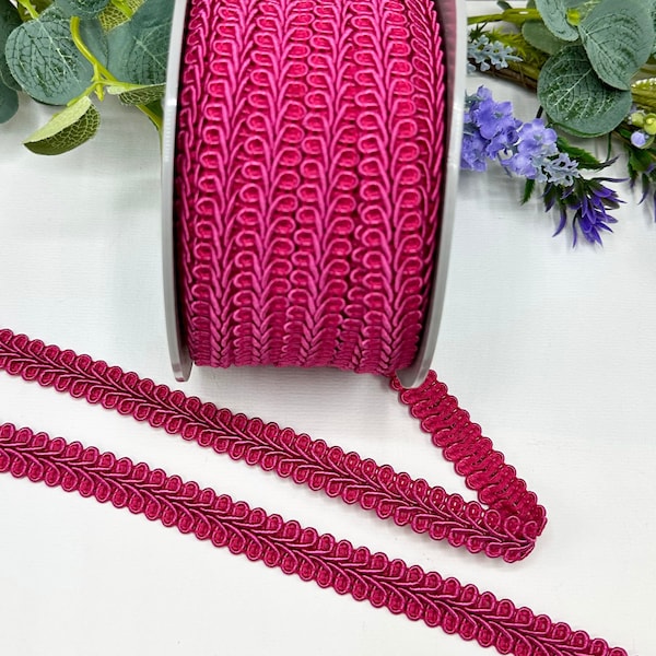 Polsterbesatz in Fuchsia Pink, 15 mm dickes Gimpengeflecht für Möbelrenovierung, Heimdekoration und Lampenschirmbesatz – 1 m, 3 m, 5 m-Schritte
