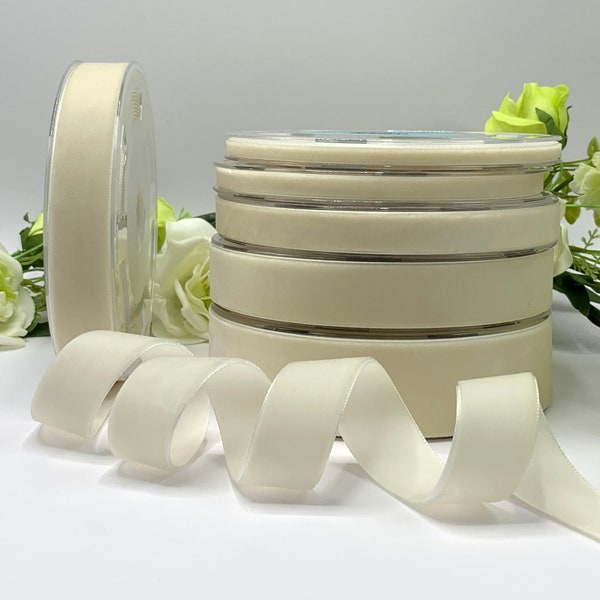 Ivory velvet ribbon, cream choker velvet, wedding velvet, 1/4" to 1.5" widths, 1m to 10m length increments