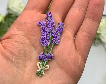 Lavender patch, pretty floral iron on embroidered patch, French Lavender spring flower embellishment for home decor