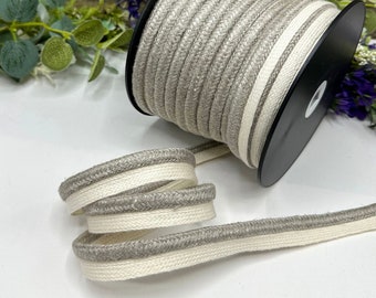 Chunky Linen Cotton Piping Cord, Upholstery Cushion Trim 7mm cord with 10mm flange