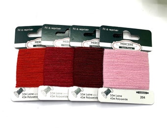 Rote Stopfwolle zum Flicken von Strickwaren, Socken, Socken und Accessoires, sichtbarer Flicken in Rot- und Rosatönen - Wolle/Polyamid