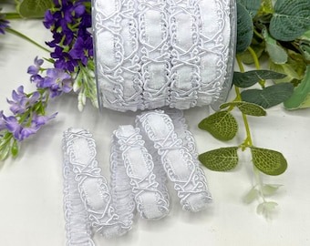 White velvet trim luxury chenille braid for dressmaking, upholstery, lampshades, furniture and home decor -5/8" 16mm wide