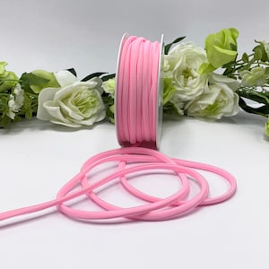 Pink spaghetti elastic for swimwear, 5mm round elastic for bikini straps and ties, lingerie, hair bands and bracelets