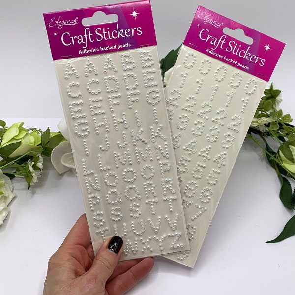 Pearl Letter or Number Stickers, peel off white pearl effect embellishment for weddings and paper crafts