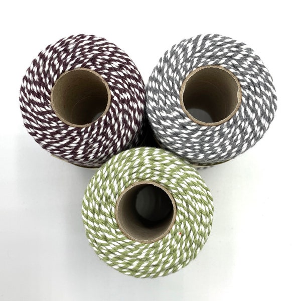 10m Length Bakers Twine - Sage Green/White - Brown/White - Slate Grey/White - Eco Friendly Packaging - Natural Twine Botanical Nature Garden
