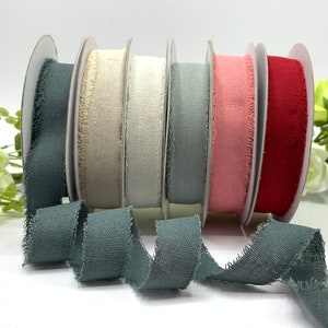 1 inch raw edge ribbon, natural cotton linen trim, rustic tape in ivory, natural, pink, red, grey sold in 1m 3m 5m and 10m