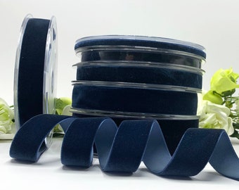 Navy Blue Velvet Ribbon for gift bows, Christmas wreaths and accessories - 1-10 metre reels