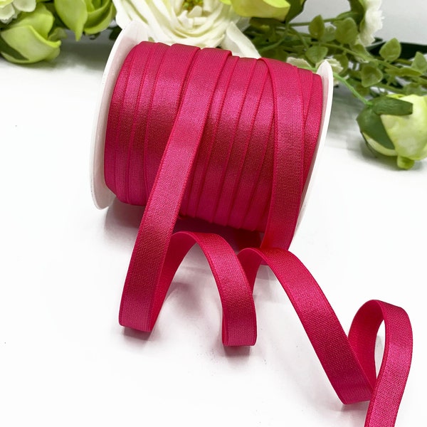 Hot Pink Strap Straps, Satin Vorderseite Plüsch hinten Dessous Gummiband in cerise, BH, Knickerbocker und Unterwäsche elastisch, 1cm/10mm