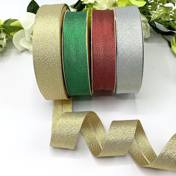 30mm metallic lame bias binding, single fold bias tape, gold silver red green - 1m 3m 5m or 25m reel