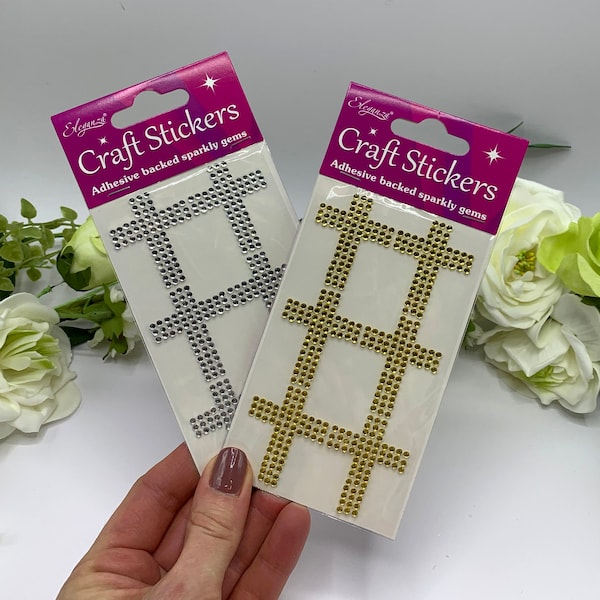 Diamante Cross Stickers, silver or gold sparkly gem embellishment for Easter, Holy Communion and religious paper crafts