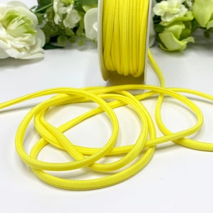 Yellow spaghetti elastic for swimwear, 5mm round elastic for bikini straps and ties, lingerie, hair bands, face masks
