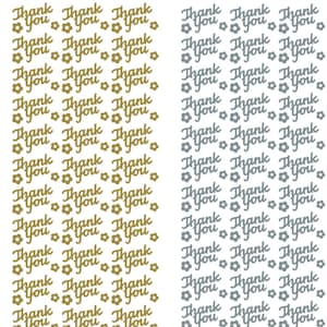 Danke Aufkleber, Gold oder Silber folierte Papier schälen Verschönerung für Karten, 33 pro Bogen