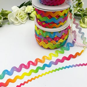 Rainbow Ric Rac, larguras de 4 mm, 10 mm e 15 mm, Jumbo Ric Rac para costura, estofamento, decoração de casa, enfeites do Orgulho LGBTQ