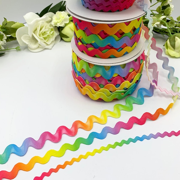 Rainbow Ric Rac, 4mm, 10mm and 15mm widths, Jumbo Ric Rac for sewing, upholstery, home decor, LGBTQ Pride embellishment