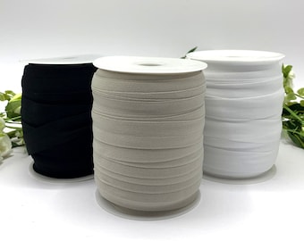 Elástico de lencería plegable de felpa suave, 20 mm, negro, blanco y gris