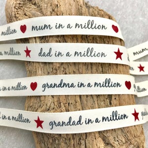 Cinta de 5/8" para el Día de la Madre, Mamá en un millón, Día del Padre, Adornos para abuela y abuelo