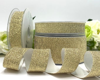 Goud sprankelend elastiek, sprankelende metallic elastische bekleding, 20 mm (3/4") 25 mm (1") of 50 mm (2"), elastische tailleband, haarelastiekjes