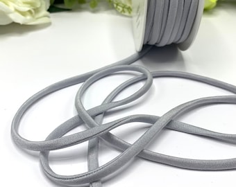 Elástico espagueti gris plateado para trajes de baño, elástico redondo de 5 mm para tirantes y corbatas de bikini, lencería, cintas para el pelo y pulseras
