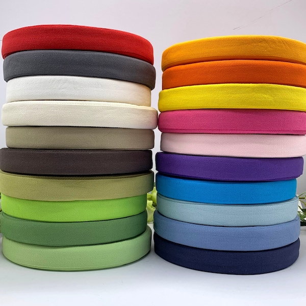 1 inch pure cotton twill tape, 25mm lightweight herringbone binding ribbon for apron ties, bunting, bag handles - 1 to 10 metres