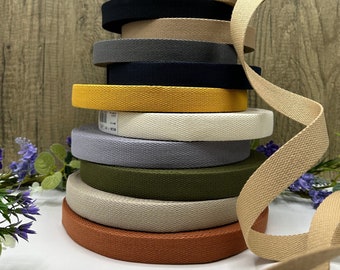 Cotton Webbing Straps, 1-inch Wide, Bag Handles, Neutral Colors