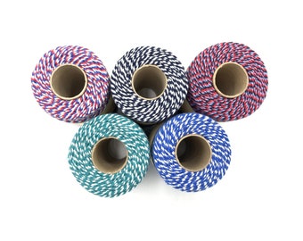 10m Länge Blaues Bakers Twine - Zwei und dreifarbige Schattierungen von Blau - Rot/Weiß/Blau - Pfauenblau - Marine - Rot/Blau/Marine - Hellblau - String