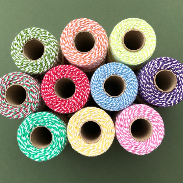 10m Length Bakers Twine, packaging string, eco friendly coloured cord for Christmas gift wrapping