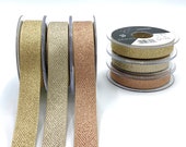 Oatmeal Trim with Metallic Gold, Silver or Rose Gold Zig Zag Design - 5 8 quot or 1 quot Vintage Wedding Ribbon - Rose Gold Ribbon - Rustic Wrap