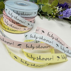 Nastri per baby shower in rosa, blu e giallo, graziosi abbellimenti per neonati - 16 mm di larghezza in incrementi di 1 m, 3 m e 5 m
