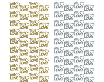 Adesivi "With Love" in oro o argento, 40 pezzi, ideali per decorare biglietti d'auguri.